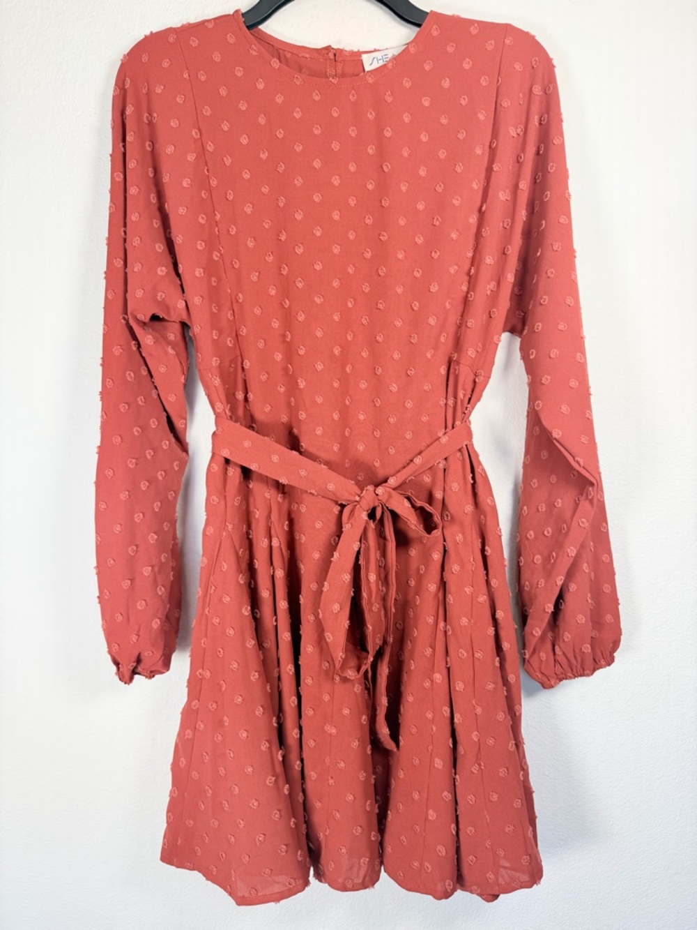 She + Sky Polka Dot Long Sleeve Dress